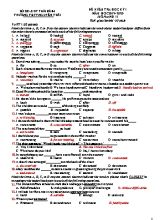 Đề kiểm tra học kỳ I môn Tiếng Anh Lớp 11 - Năm học 2019-2020 - Trường THPT Nguyễn Trãi (Có đáp án)